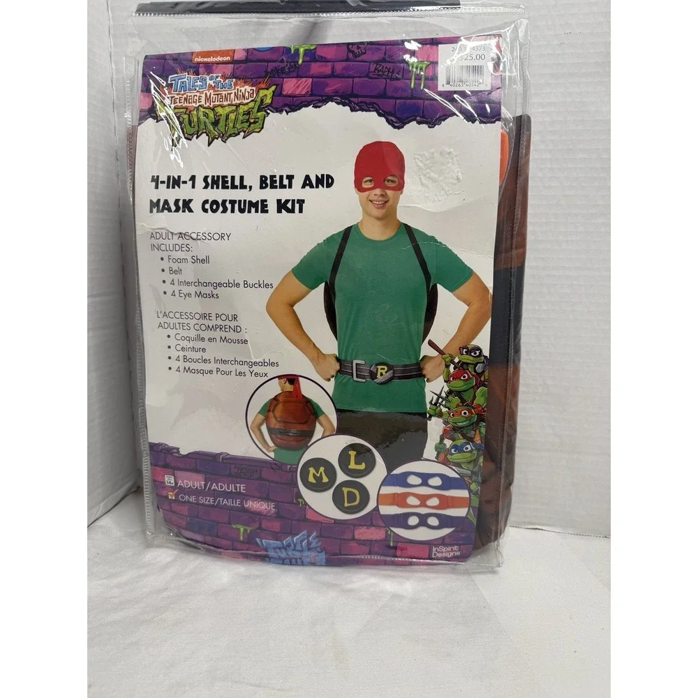 Teenage Mutant Ninja Turtles 4 in 1 ADULT MENS COSTUME KIT Shell Mask - One Size